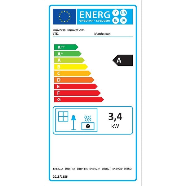 SAHARA - Chauffage à gaz 3.4 KW mobile Effet feu Blanc et Noir + Tuyau gaz + Détendeur butane Manhattan Sahara - large