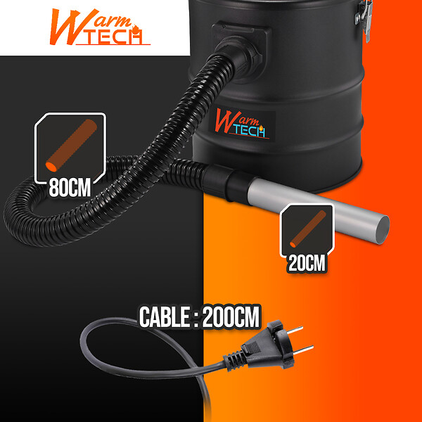 WARM TECH - Vide cendres 800W 15L avec soufflerie - large