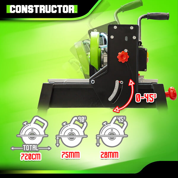 CONSTRUCTOR - Coupe carrelages radial 800 W - 200mm - Longueur de coupe max 720mm - large