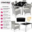TECTAKE - Salon de jardin 6 places avec housse de protection gris clair/crème - vignette