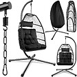 TECTAKE - Fauteuil suspendu Ariane avec structure et coussin 160kg noir - vignette