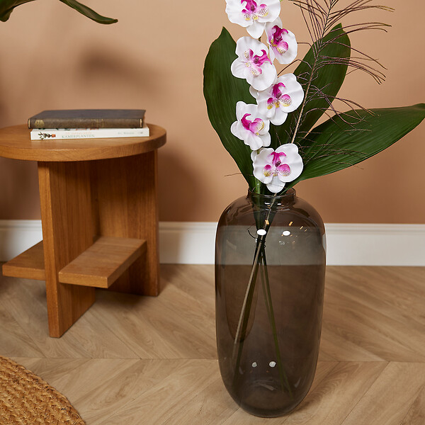 BLOOMIQUE - Vase Magret - Vase noir intérieur - Vase fumé - Vase à fleurs - H40 x Ø19 cm - Vase fait main - large