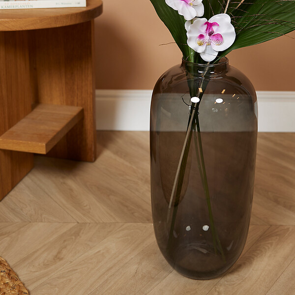 BLOOMIQUE - Vase Magret - Vase noir intérieur - Vase fumé - Vase à fleurs - H40 x Ø19 cm - Vase fait main - large