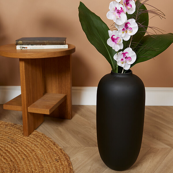 BLOOMIQUE - Vase Magret - Vase noir intérieur - Vase en verre - Vase à fleurs - H40 x Ø19 cm - Vase fait main - large