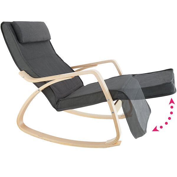 TECTAKE - Fauteuil à bascule Onda gris foncé - large