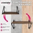 TECTAKE - 2 étagères suspendues Irvine Bois foncé industriel, rustique - vignette