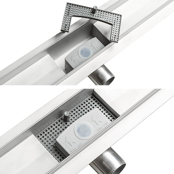 TECTAKE - Caniveau de douche design 1 gris - large