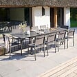 OVIALA - Ensemble table de jardin extensible et 10 chaises en aluminium gris - Olympe - vignette