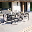 OVIALA - Ensemble table de jardin extensible et 10 chaises en aluminium gris - Olympe - vignette
