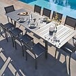 OVIALA - Ensemble table de jardin extensible et 10 chaises en aluminium gris - Olympe - vignette