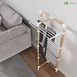 VOUNOT - Sechoir a linge etendoir tour pliable 3 niveaux 69x69x136 cm style bois blanc - vignette
