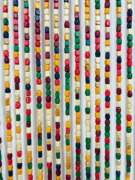 MOREL - Rideau de porte en perles de bois multicolore - 90x200cm - large