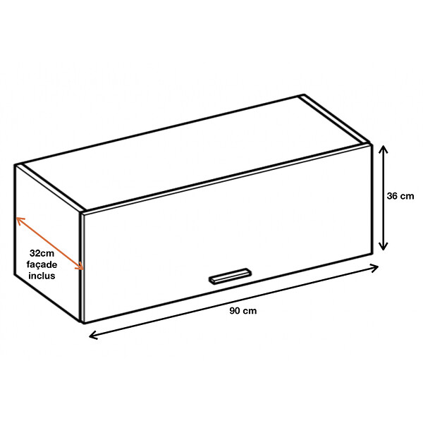 CUISINEANDCIE - Cuisineandcie - Meuble haut SLIM de cuisine Bellissi Chene 1 porte relevable L 90 cm - large