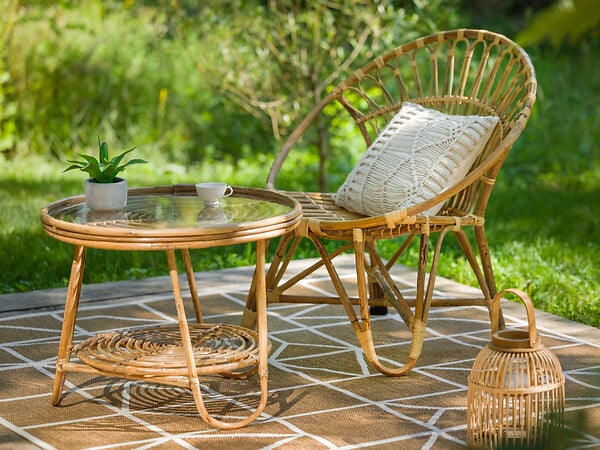 JARDILINE - Ensemble salon de jardin bohème, fauteuil rotin rond + table basse - Jardiline - large