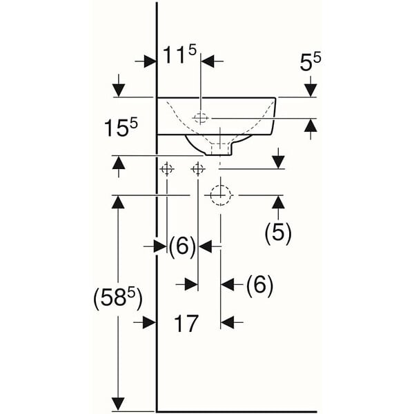 GEBERIT - Lave-mains d'angle Renova Compact Geberit - 155x395x450mm - Mural - Blanc - large