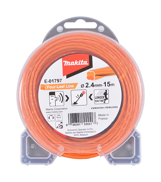 MAKITA - Fil de coupe hélicoïdal MAKITA E-01797 pour débroussailleuse Ø2,4mm 15m - large