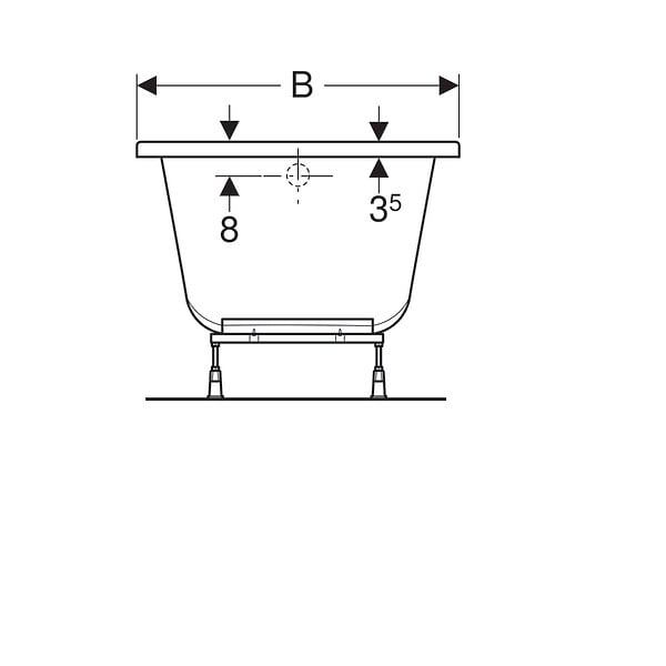 GEBERIT - Baignoire acrylique Bastia Geberit - Rectangulaire - 1700x 700mm - Sur pieds - À poser - Blanc - large
