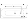 GEBERIT - Baignoire acrylique Bastia Geberit - Rectangulaire - 1700x 700mm - Sur pieds - À poser - Blanc - vignette