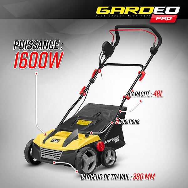 GARDEO PRO - Balayeuse pour gazon synthétique 1600W - 38cm - large