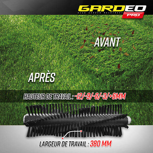 GARDEO PRO - Balayeuse pour gazon synthétique 1600W - 38cm - large