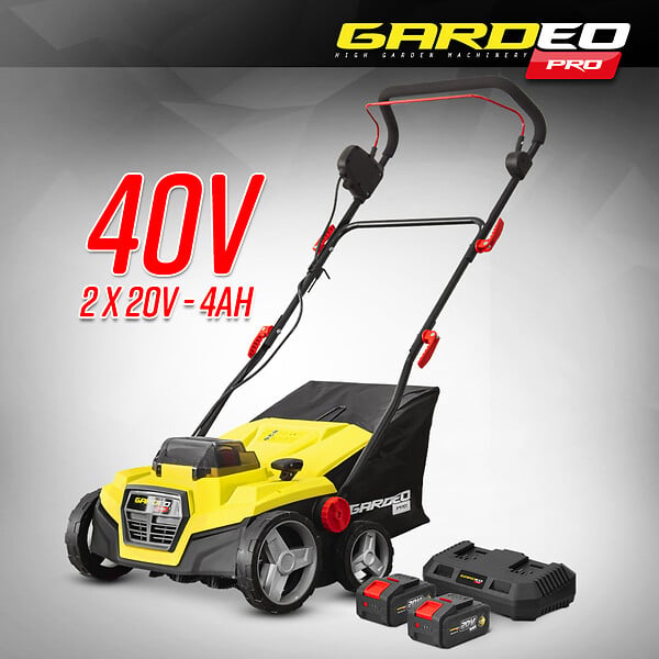 GARDEO PRO - Balayeuse pour gazon synthétique sur batterie - 2 x 20V - 4Ah - large