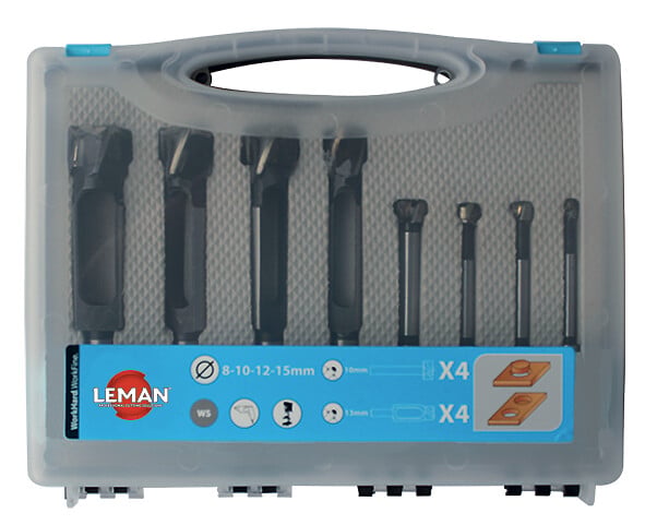 LEMAN - Mèches à bouchonner et façonner WS, diamètres 8 - 10 - 12 - 15 mm, coffret de 8 pièces - large