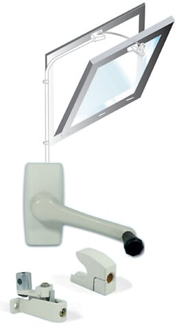 SOUCHIER - Kit ferme imposte manivelle Windy 305 blanc SOUCHIER pour châssis abattant intérieur L.3.05m - 26802 - large