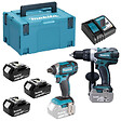 MAKITA - Pack 2 outils MAKITA DLX2144TJ1 (DDF458+DTD152+BL1850×3+DC18RC+MAK3 ) - vignette