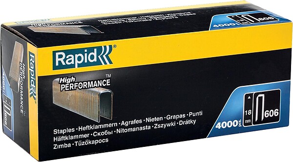 RAPID - Agrafes en fil plat galvanisés n° 606/18 mm - 4000 pièces - Boite en carton - RAPID-ISABERG - 11897602 - large