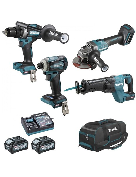 MAKITA - Ensemble de 4 machines 40 V max XGT (DF001G + GA005G + TD001G + JR001G) -  - avec 2 batteries 40V 4.0Ah - chargeur - sac - DK0126G401 - large