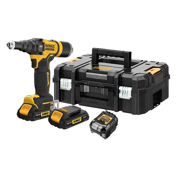 DEWALT - Riveteuse  XR 18V 2Ah Brushless 4,8 mm - 2 batteries renforcées, coffret TSTAK - DCF403D2GT-QW - large