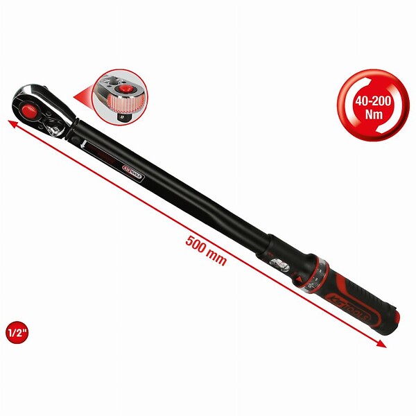 KS TOOLS - KS TOOLS - Clé dynamométrique 1/2" bouton poussoir 40-200Nm ERGOTORQUE Precision - 516.1542 - large