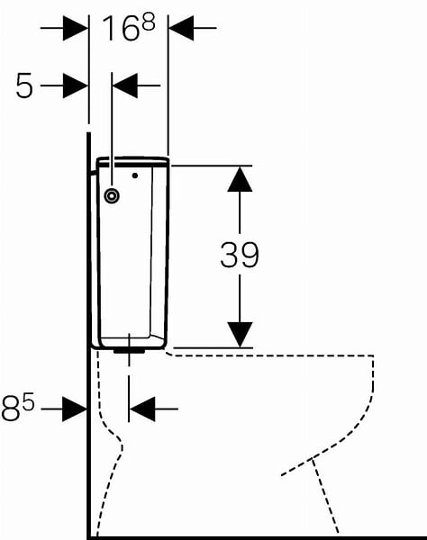 GEBERIT - Réservoir apparent  AP128 - Rinçage double touche, alimentation latérale - 128.317.11.5 - large