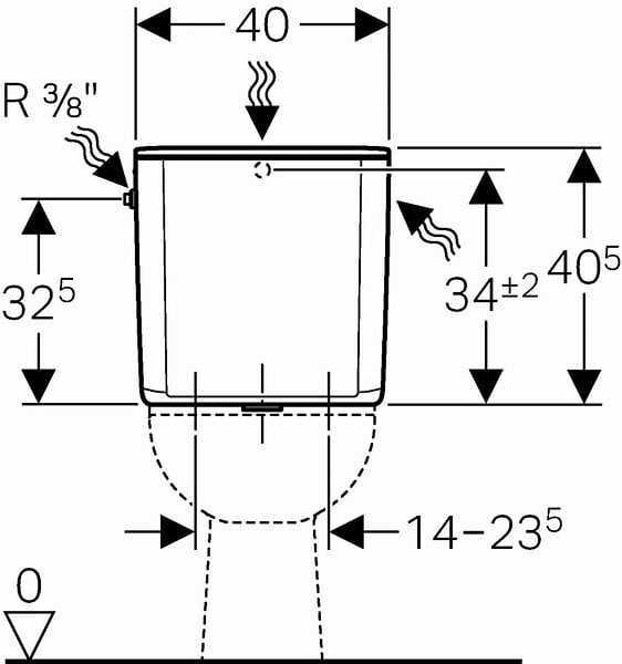 GEBERIT - Réservoir apparent  AP128 - Rinçage double touche, alimentation latérale - 128.317.11.5 - large