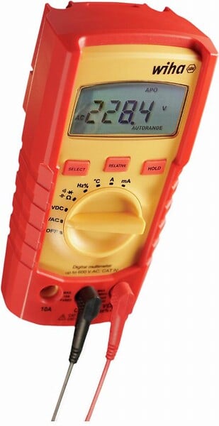 WIHA - Multimètre numérique WIHA jusqu'à 600V AC Cat. IV + 2 piles AAA incluses - 45218 - large