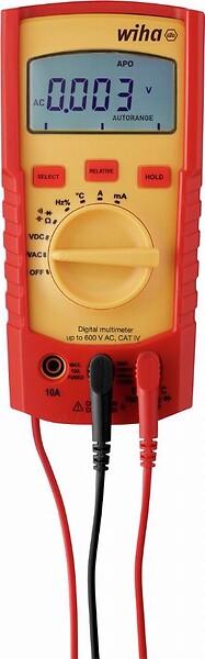WIHA - Multimètre numérique WIHA jusqu'à 600V AC Cat. IV + 2 piles AAA incluses - 45218 - large