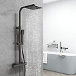 AICA SANITAIRE - AICA colonne de douche thermostatique noir mat avec douche de tête carrée 20X20cm, réglable en hauteur 730-1150mm - vignette
