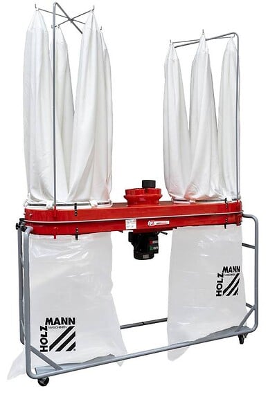 HOLZMANN - Aspirateur à  copeaux de bois 2 sacs - Débit d'air 8 000 m3/h - 4500W - 400V - triphasé - large
