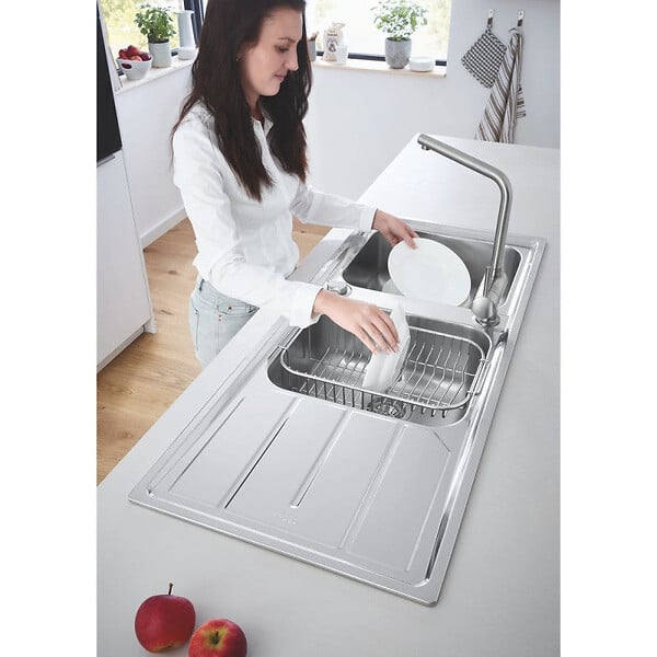 GROHE - Évier K200 GROHE 31564SD1 1 bac + 1/2 bac + 1 égouttoir - inox - large