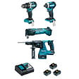 MAKITA - Ensemble de 4 Machines 18V Li-Ion MAKITA DLX4109TJ 5 Ah (DDF484 + DTD154 + DHR243 + DTM51) - vignette