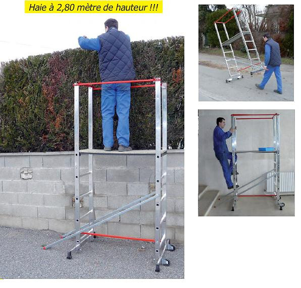 ESCALUX - Echafaudage ESCALUX V18072 "Stratus 140" aluminium roulant H 3M60 - large