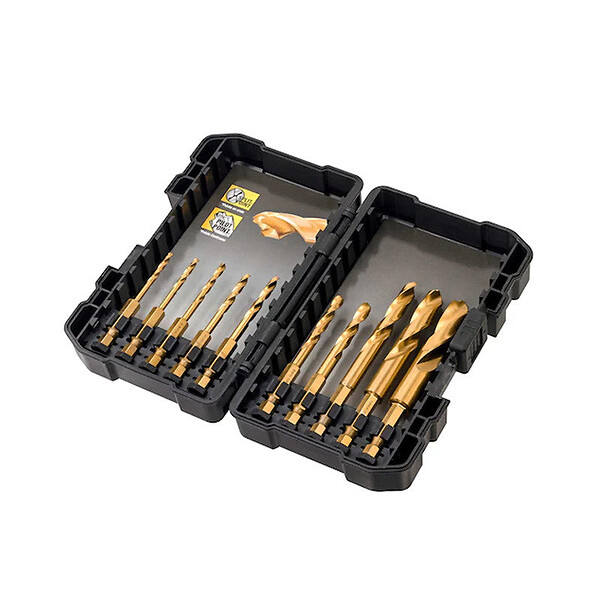 DEWALT - Coffret plastique de 10 forets DEWALT DT50050-QZ HSS Titane Impact Ø 3-3,2-3,5-4-4,5-5-6-8-11-12 mm - large