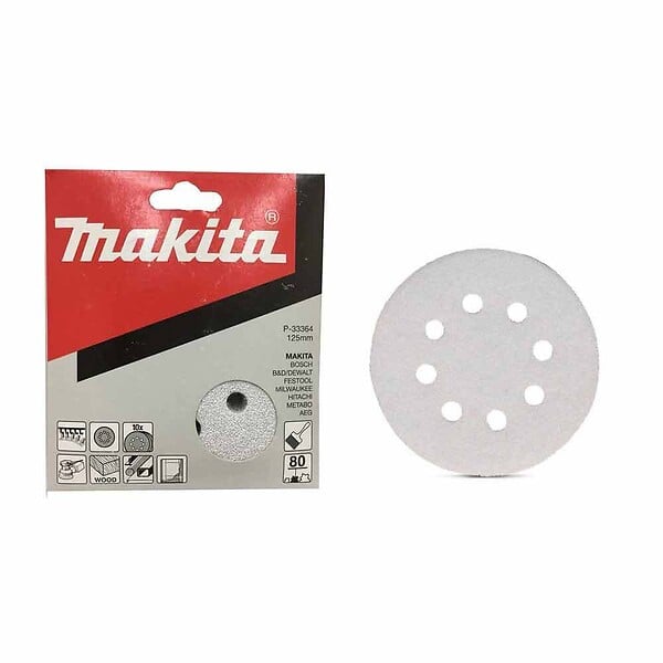 MAKITA - 10 Disques abrasifs MAKITA Ø 125 mm White Auto-agrippant avec 8 trous - large
