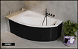 BESCO - Baignoire Asymétrique avec Tablier Noir - 160 x 100 cm - ARELA - GAUCHE - avec Repose Tête OFFERT - vignette