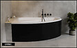 BESCO - Baignoire Asymétrique avec Tablier Noir - 160 x 100 cm - ARELA - GAUCHE - avec Repose Tête OFFERT - vignette