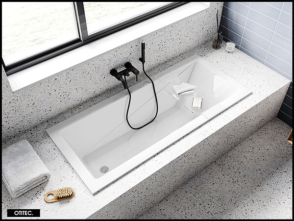 BESCO - Baignoire Droite sans Tablier - 130 x 70 cm - MODERN SANS TABLIER - REPOSE-TÊTE OFFERT - large