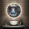 AICA SANITAIRE - AICA Miroir de salle de bain LED rond 90cm avec rétro-éclairage, tricolore + anti-buée + mémoire + gradation infinie - vignette