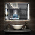AICA SANITAIRE - AICA Miroir de salle de bain LED dimmable, avec mémoire et anti-buée, 100x80cm, IP44 - vignette