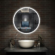 AICA SANITAIRE - AICA Miroir de salle de bain LED rond de 80cm, dimmable + mémoire + antibuée, avec interrupteur tactile, blanc - vignette