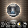 AICA SANITAIRE - AICA Miroir de salle de bain LED rond 80cm avec rétro-éclairage, tricolore + anti-buée + mémoire + gradation infinie - vignette